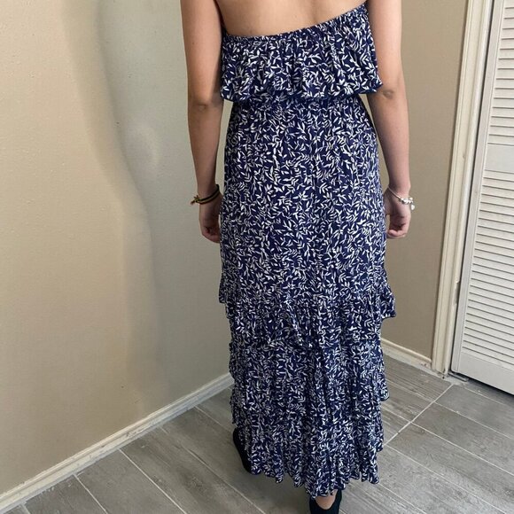 Yidarton Strapless Maxi Dress –Navy & White Floral Size S - Picture 3 of 6